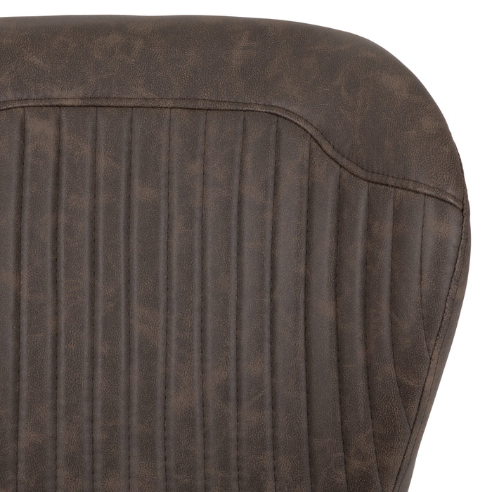 Close-up of brown leather dining chair 