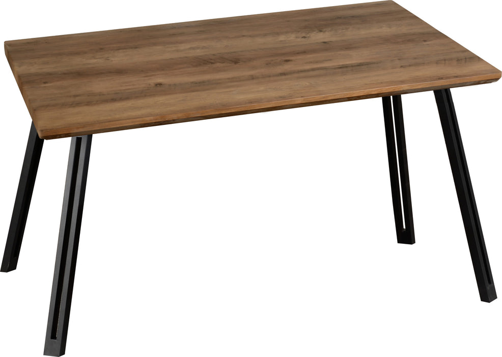 Quebec Straight Edge Dining Table – Medium Oak Effect/Black