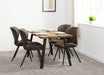 Quebec Wave Edge Dining Set – Medium Oak Effect/Black/Brown Faux Leather