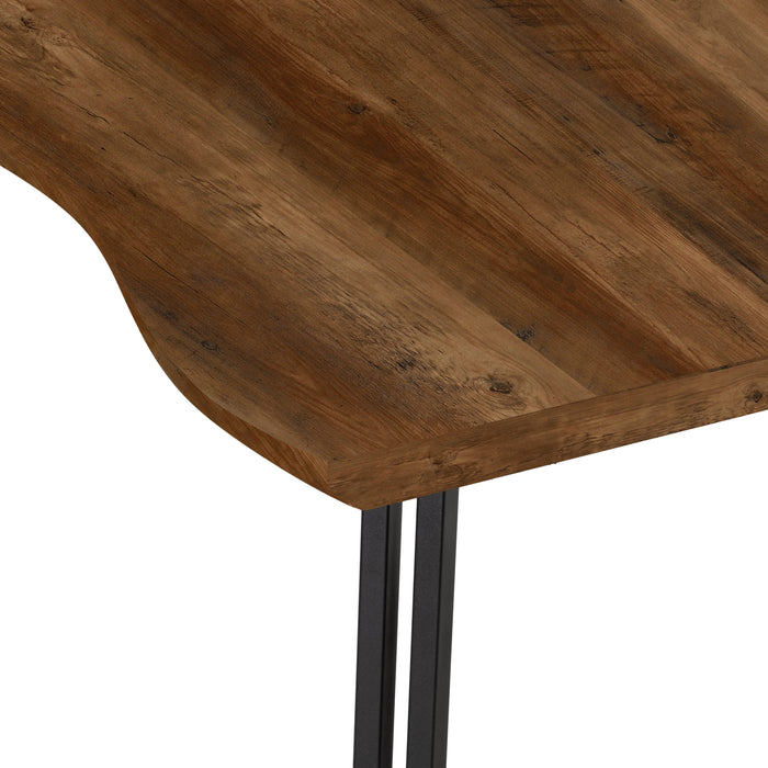 close up edge wave dining table oak wood