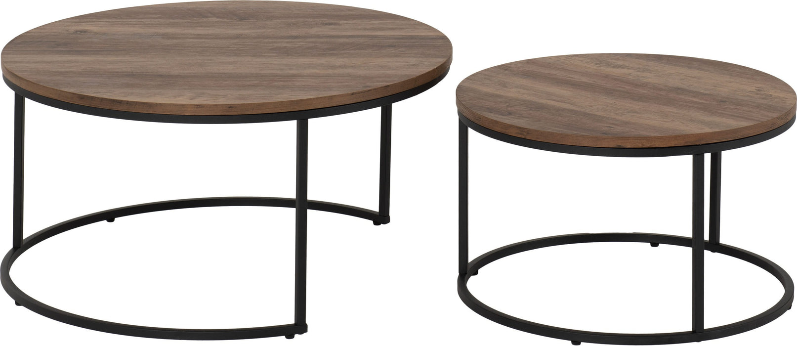 Quebec Round Coffee Table Set - Medium Oak/ Black