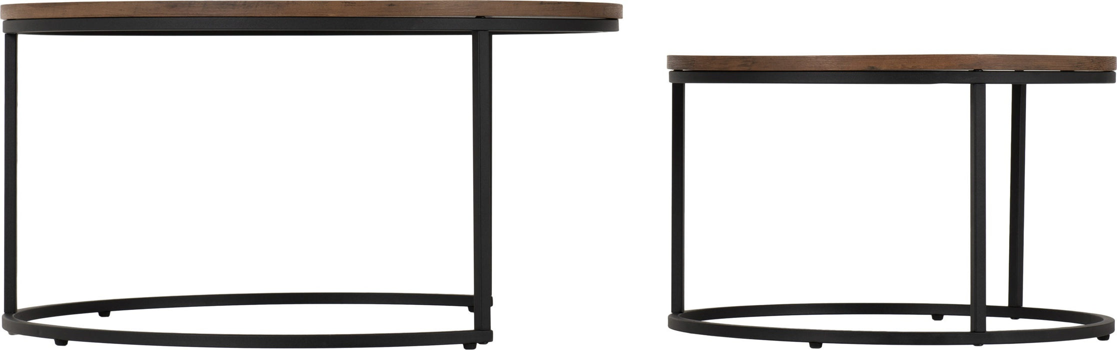 Quebec Round Coffee Table Set - Medium Oak/ Black