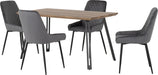 Quebec Straight Edge Dining Set – Medium Oak Effect/Black/Grey Velvet