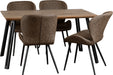 Quebec Straight Edge Dining Set – Medium Oak Effect/Black/Brown Faux Leather