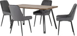 Quebec Wave Edge Dining Set with Avery Chairs – Medium Oak Effect/Black/Grey Velvet