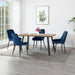 Quebec Wave Edge Dining Set with Avery Chairs – Medium Oak Effect/Black/Sapphire Blue Velvet