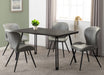 Quebec Wave Edge Dining Set – Black Wood Grain/Black/Grey Faux Leather