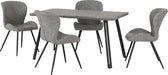 Quebec Wave Edge Dining Set – Concrete Effect/Black/Grey Faux Leather