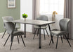 Quebec Wave Edge Dining Set – Concrete Effect/Black/Grey Faux Leather