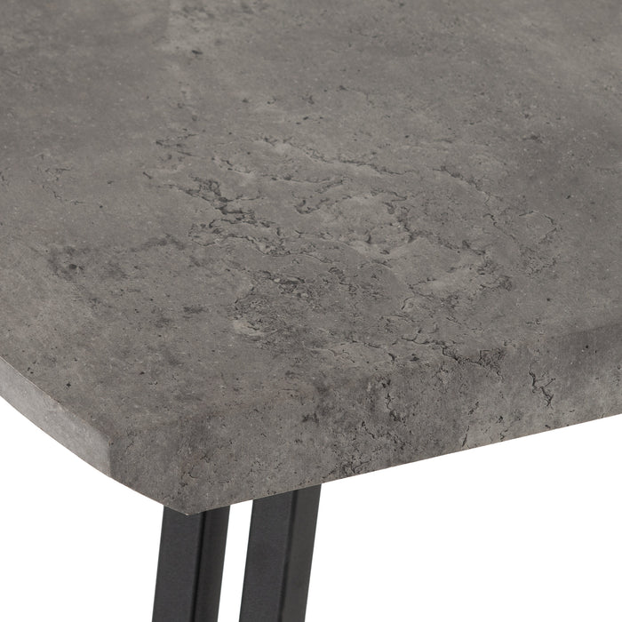 wave edge concrete effect dining table corner close up