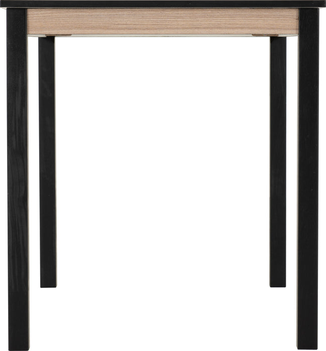 radley dining table black and oat oak wood side view