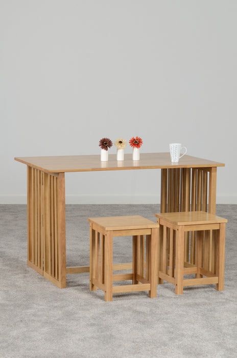 richmond table with stools - oak varnish