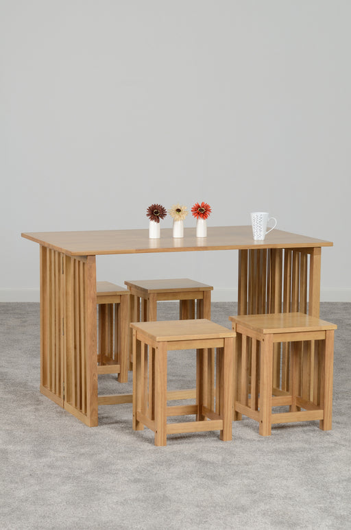 richmond table with 4 stools - oak varnish