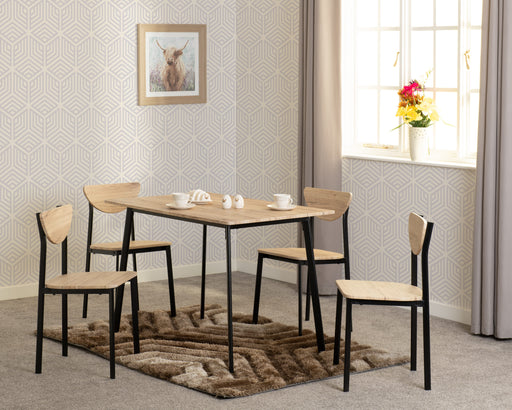 Riley Large Dining Set – Black & Light Oak Effect Veneer