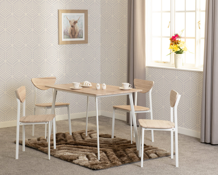 Riley Large Dining Set – White & Light Oak Effect Veneer
