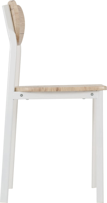 Riley Small Dining chair White & Light Oak Effect side view