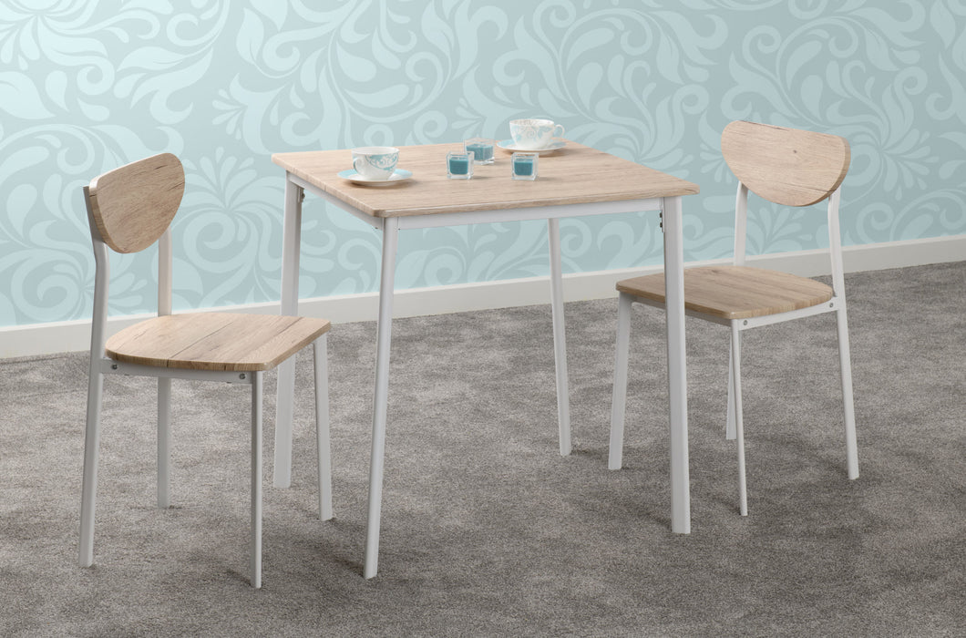 Riley Small Dining Set – White & Light Oak Effect Veneer