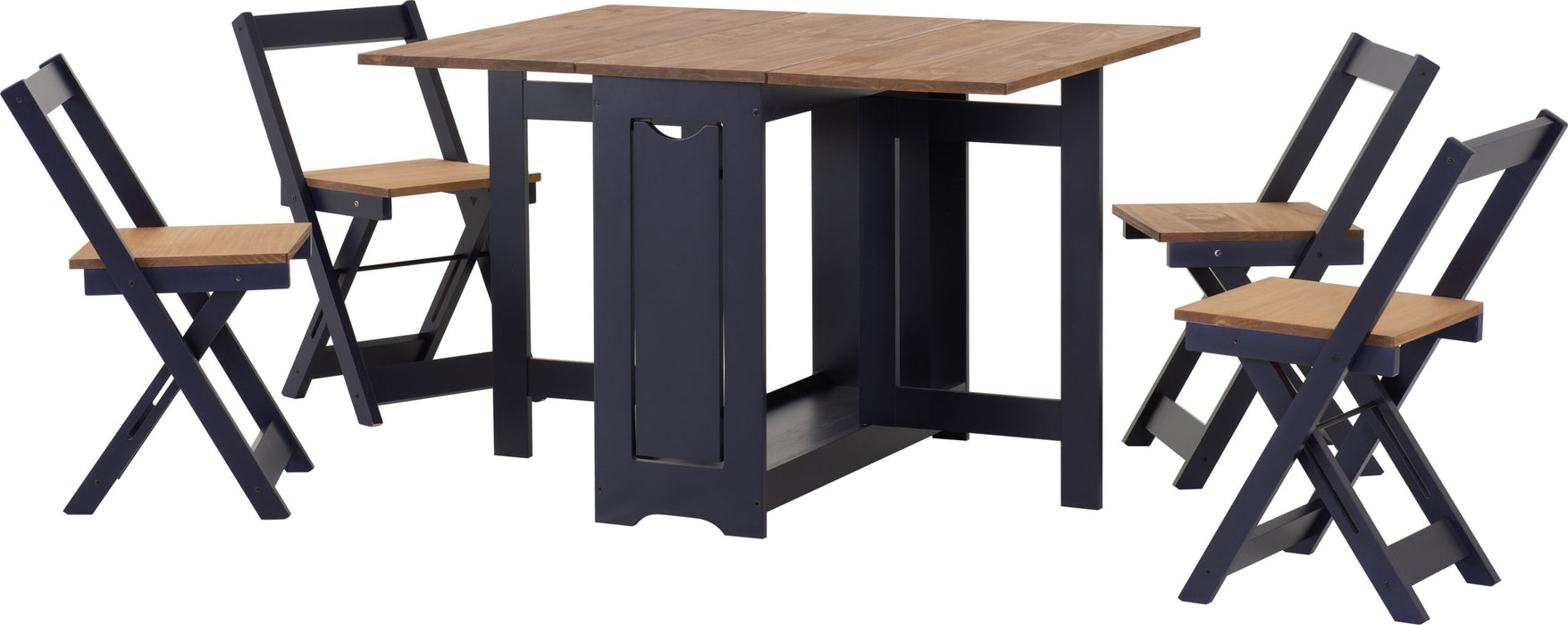 Santos Butterfly Dining Set – Navy Blue/Distressed Waxed Pine
