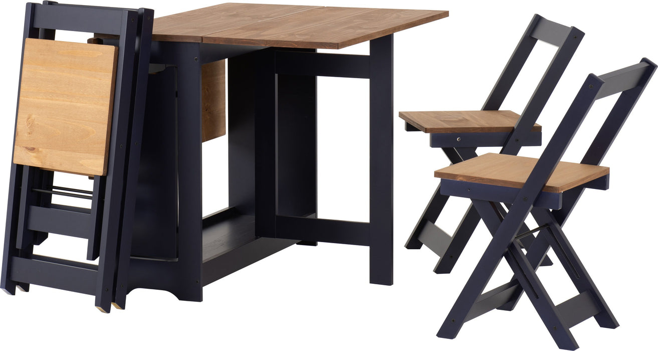 Santos Butterfly Dining Set – Navy Blue/Distressed Waxed Pine