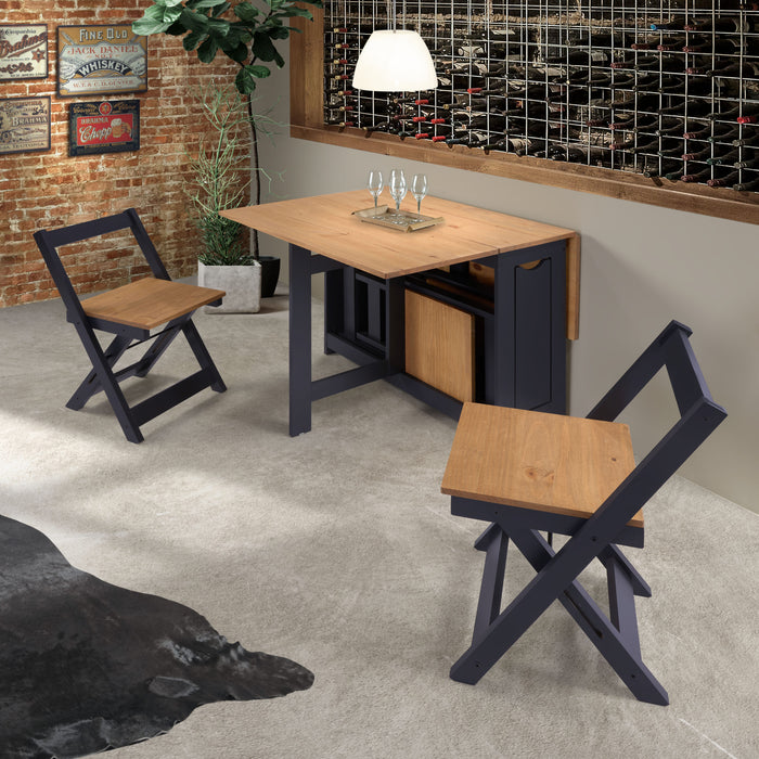 Santos Butterfly Dining Set – Navy Blue/Distressed Waxed Pine