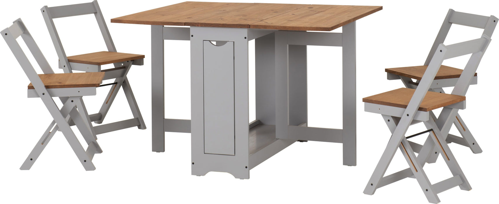 Santos Butterfly Dining Set – Grey Slate/Distressed Waxed Pine