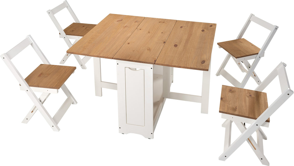 Santos Butterfly Dining Set – White/Distressed Waxed Pine