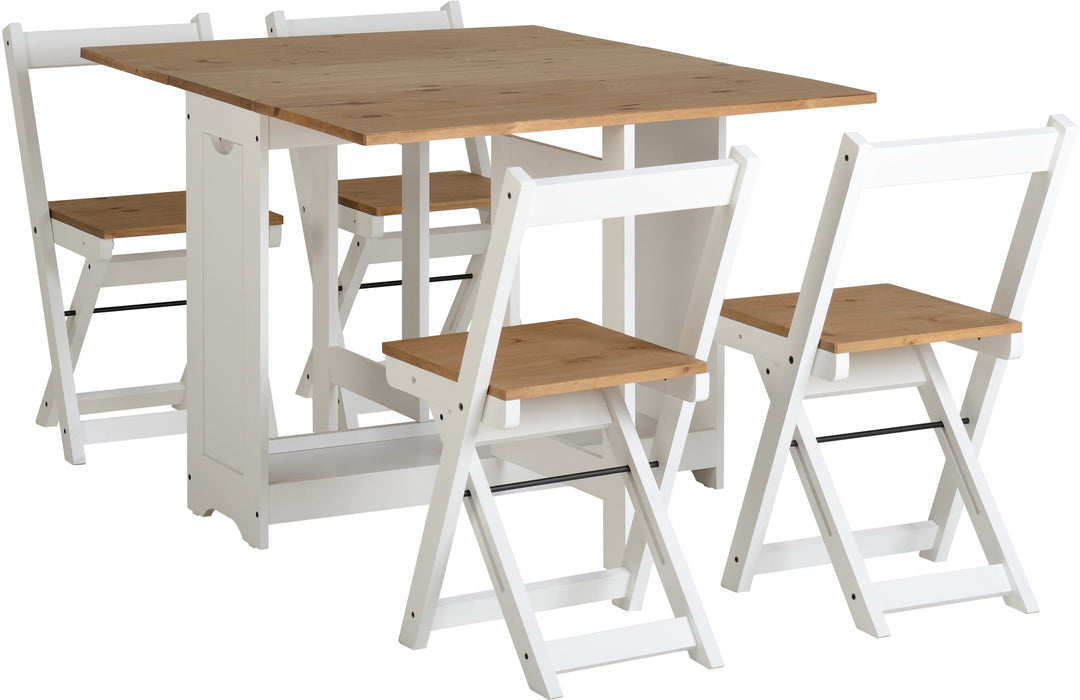 Santos Butterfly Dining Set – White/Distressed Waxed Pine
