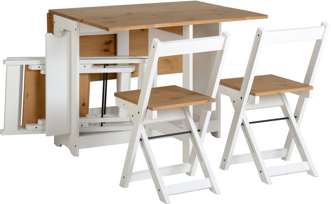 Santos Butterfly Dining Set – White/Distressed Waxed Pine
