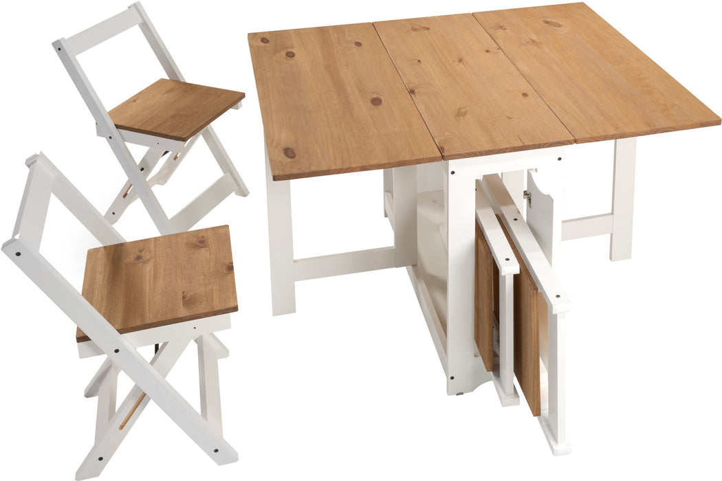 Santos Butterfly Dining Set – White/Distressed Waxed Pine