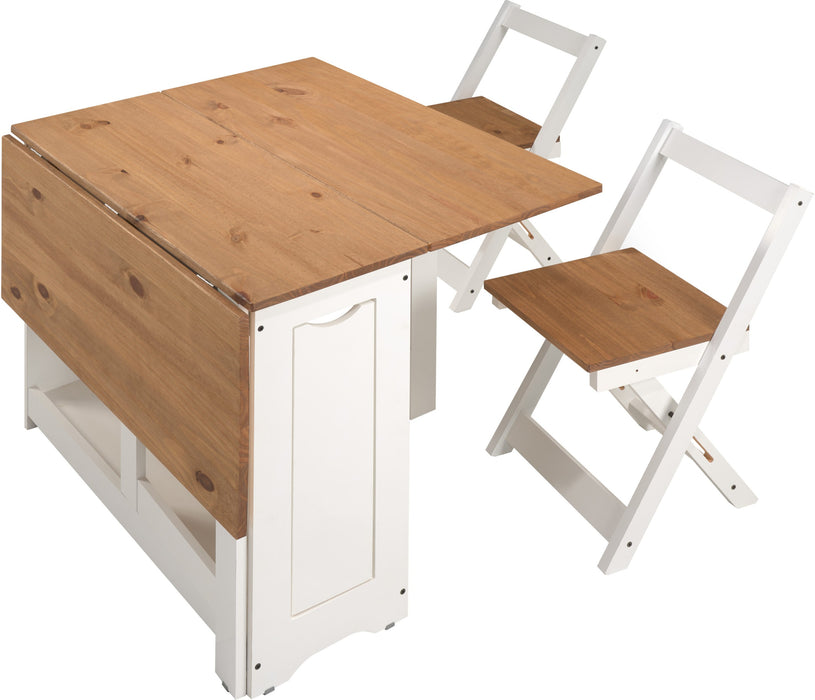 Santos Butterfly Dining Set – White/Distressed Waxed Pine