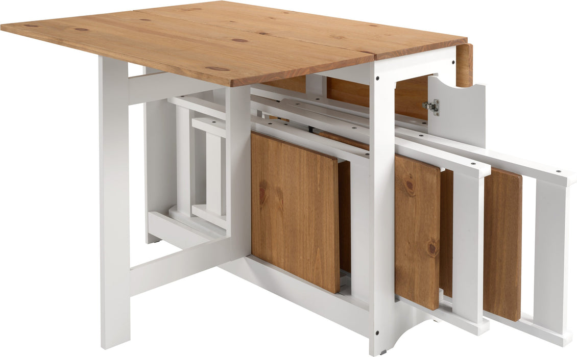 Santos Butterfly Dining Set – White/Distressed Waxed Pine