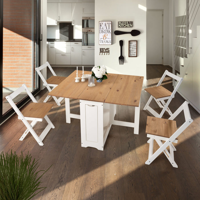 Santos Butterfly Dining Set – White/Distressed Waxed Pine