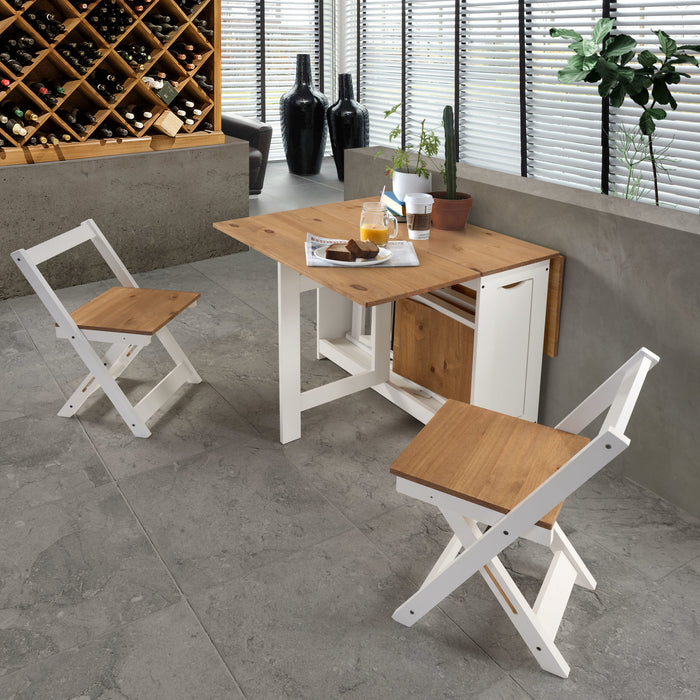 Santos Butterfly Dining Set – White/Distressed Waxed Pine