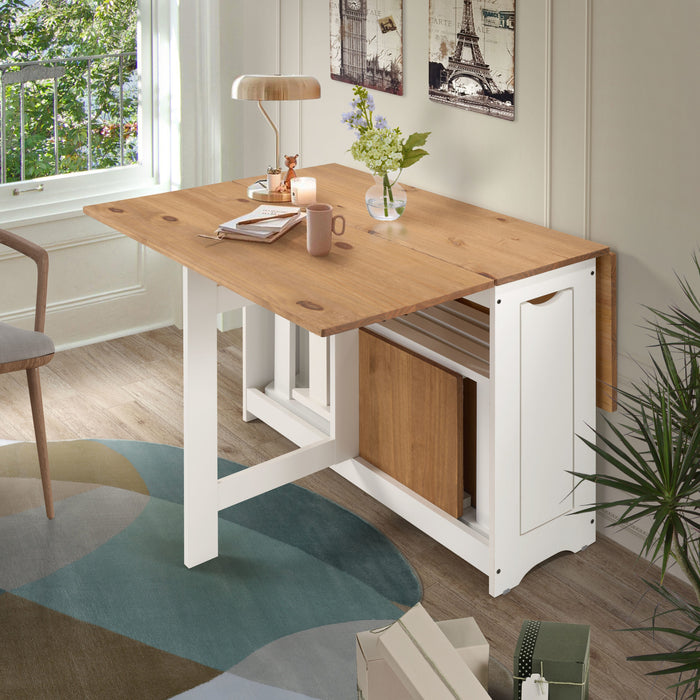 Santos Butterfly Dining Set – White/Distressed Waxed Pine