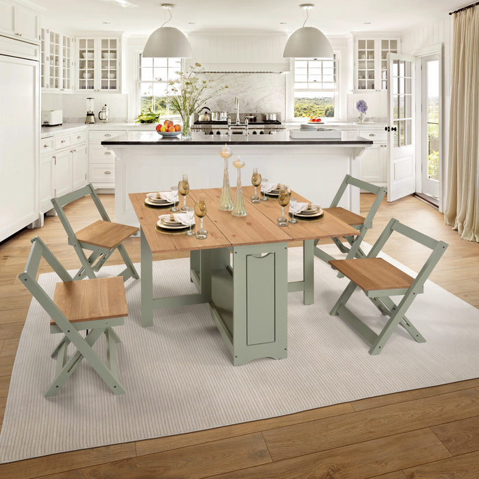 Santos Butterfly Dining Set – Green/Distressed Waxed Pine