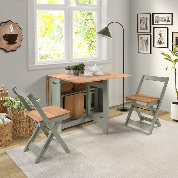 Santos Butterfly Dining Set – Green/Distressed Waxed Pine