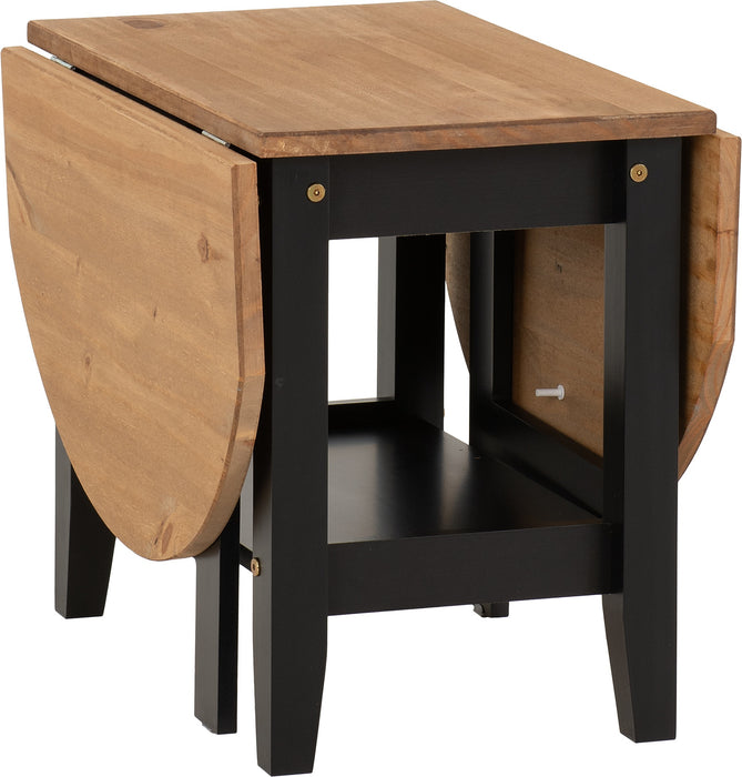 Santos Drop Leaf Coffee Table - Black/ Distressed Waxed Pine