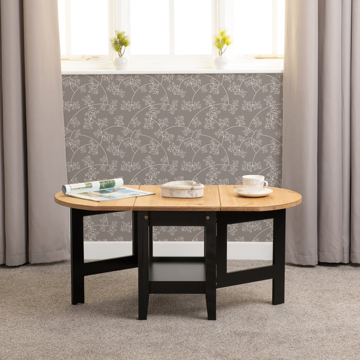 Santos Drop Leaf Coffee Table - Black/ Distressed Waxed Pine