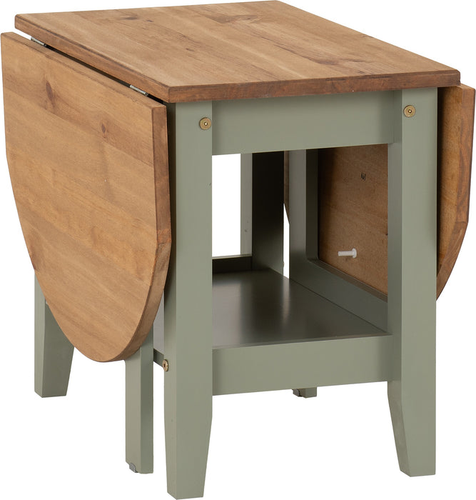 Santos Drop Leaf Coffee Table - Green/ Distressed Wax Pine