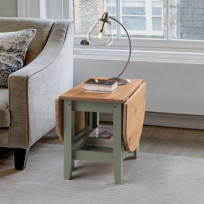 Santos Drop Leaf Coffee Table - Green/ Distressed Wax Pine