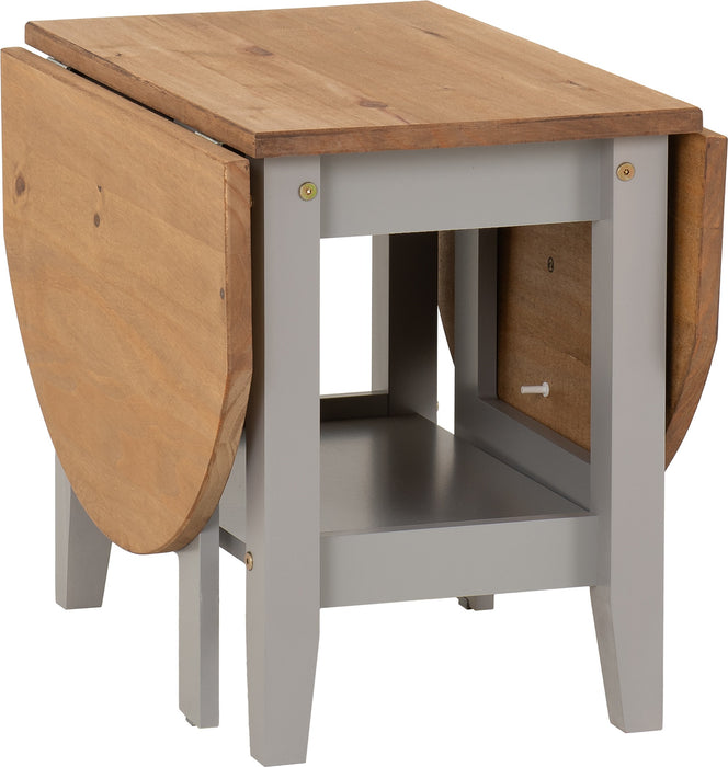 Santos Drop Leaf Coffee Table - Slate Grey/ Distressed Waxed Pine