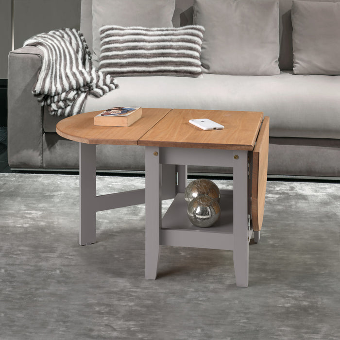 Santos Drop Leaf Coffee Table - Slate Grey/ Distressed Waxed Pine