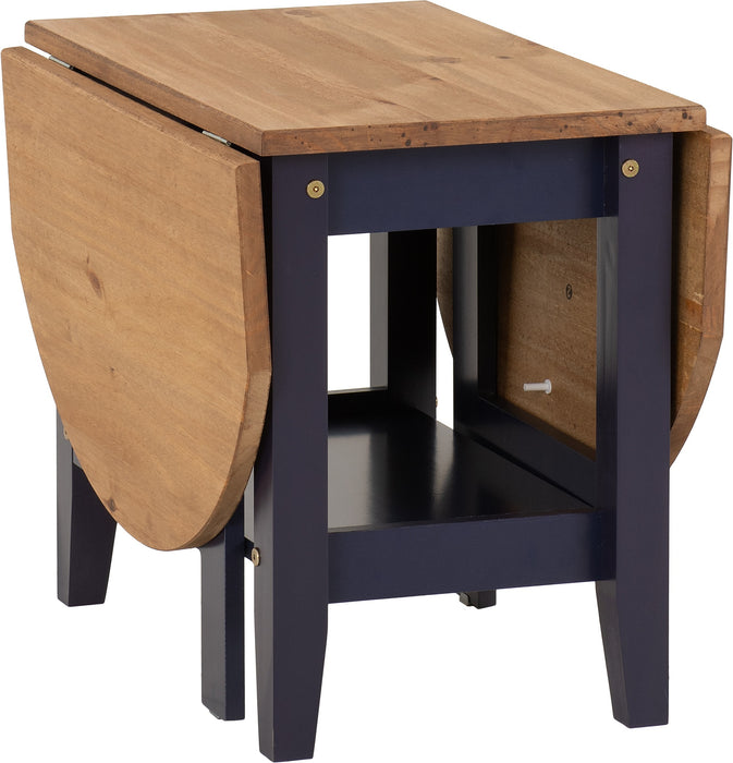 Santos Drop Leaf Coffee Table - Navy blue/ Distressed Wax Pine