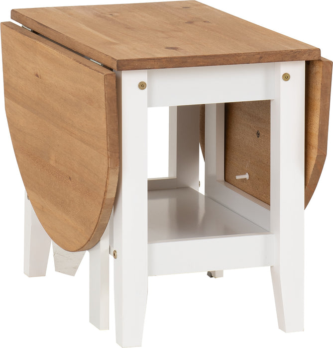 Santos Drop Leaf Coffee Table - White/ Distressed Wax Pine