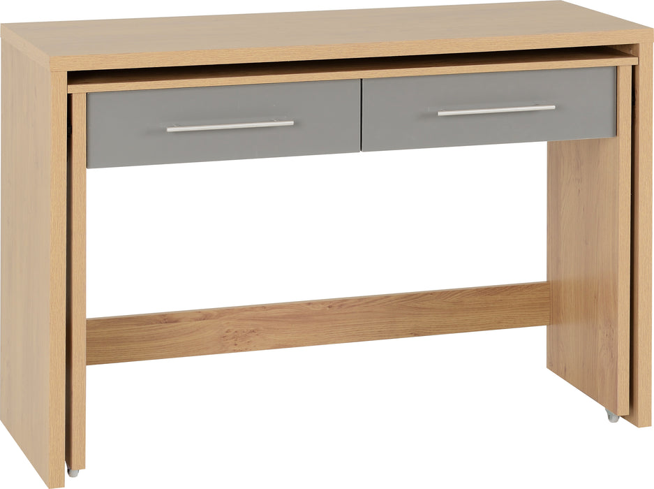 Seville 2 Drawer Slider Desk - Grey High Gloss