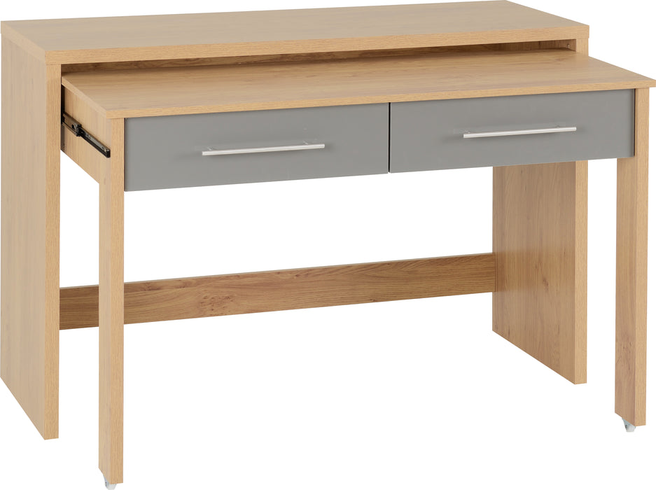 Seville 2 Drawer Slider Desk - Grey High Gloss