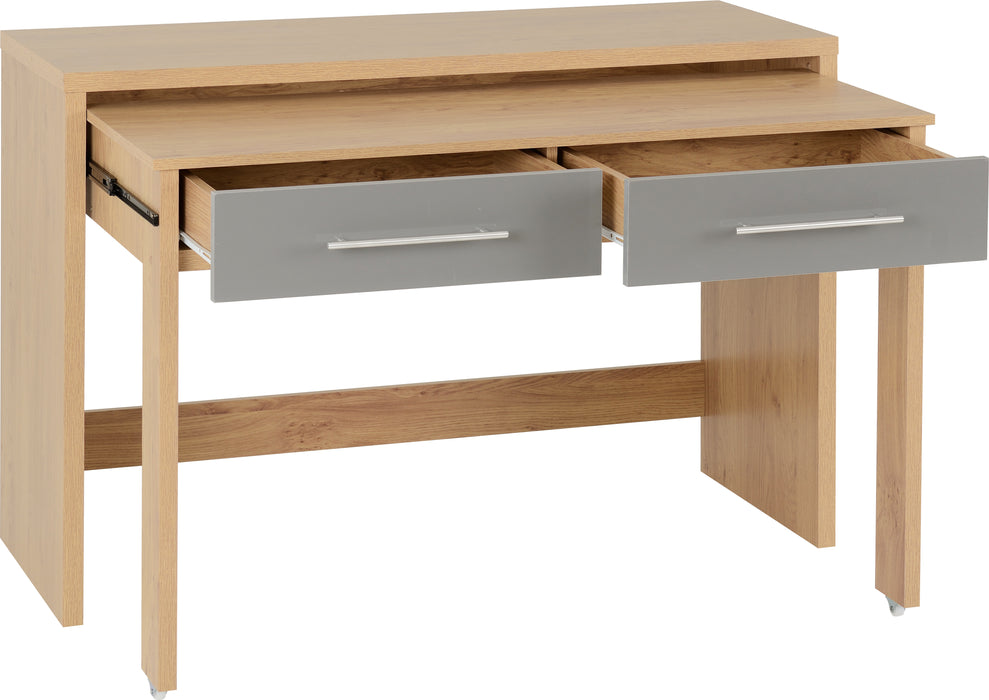 Seville 2 Drawer Slider Desk - Grey High Gloss