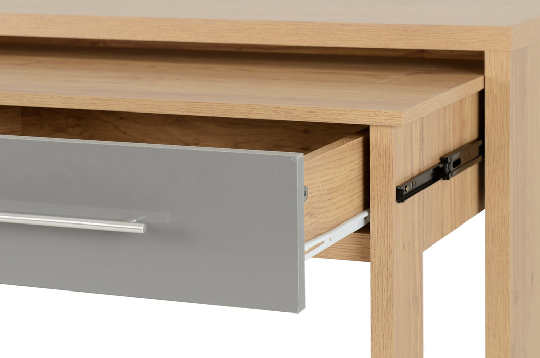 Seville 2 Drawer Slider Desk - Grey High Gloss