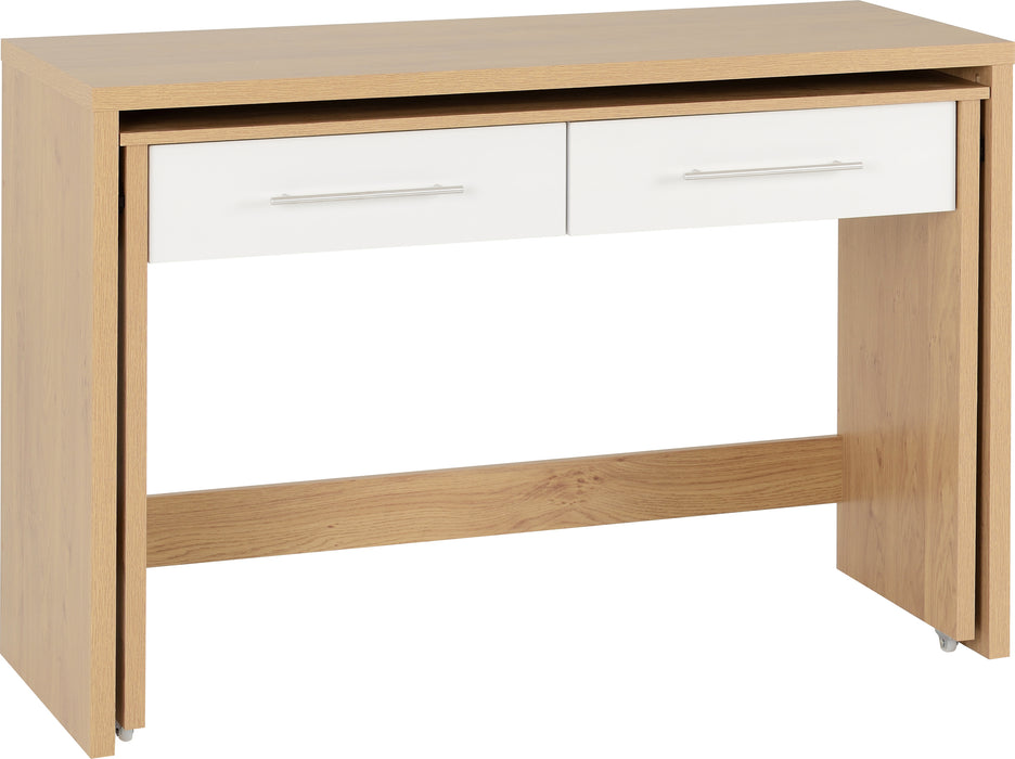 Seville 2 Drawer Slider Desk - White High Gloss