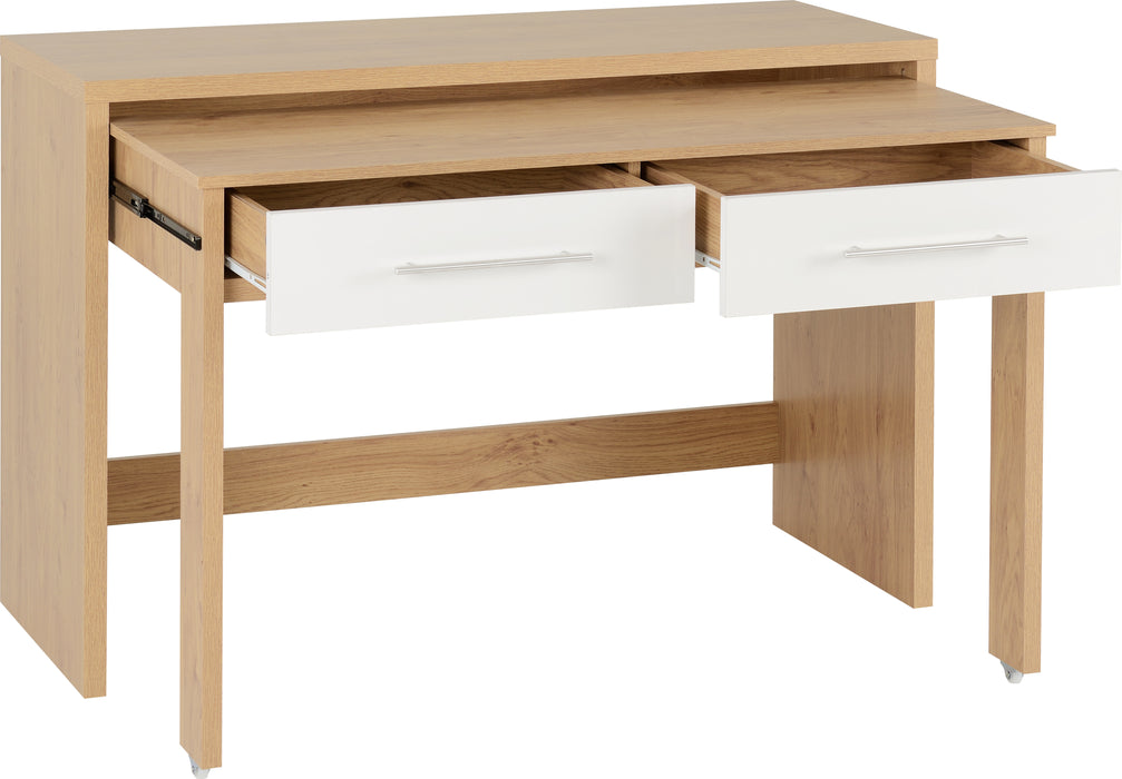 Seville 2 Drawer Slider Desk - White High Gloss